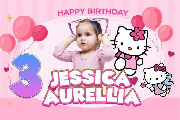 Baliho Hari Ulang Tahun Anak Hello Kitty - Image 1