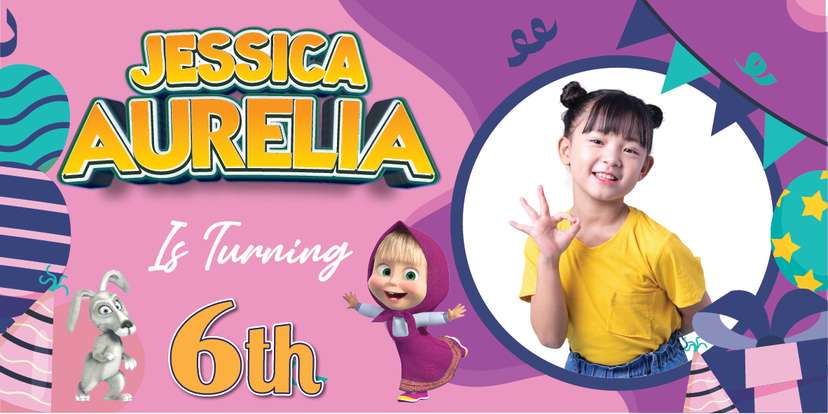 Baliho Ulang Tahun Masha And The Bear - Image 1