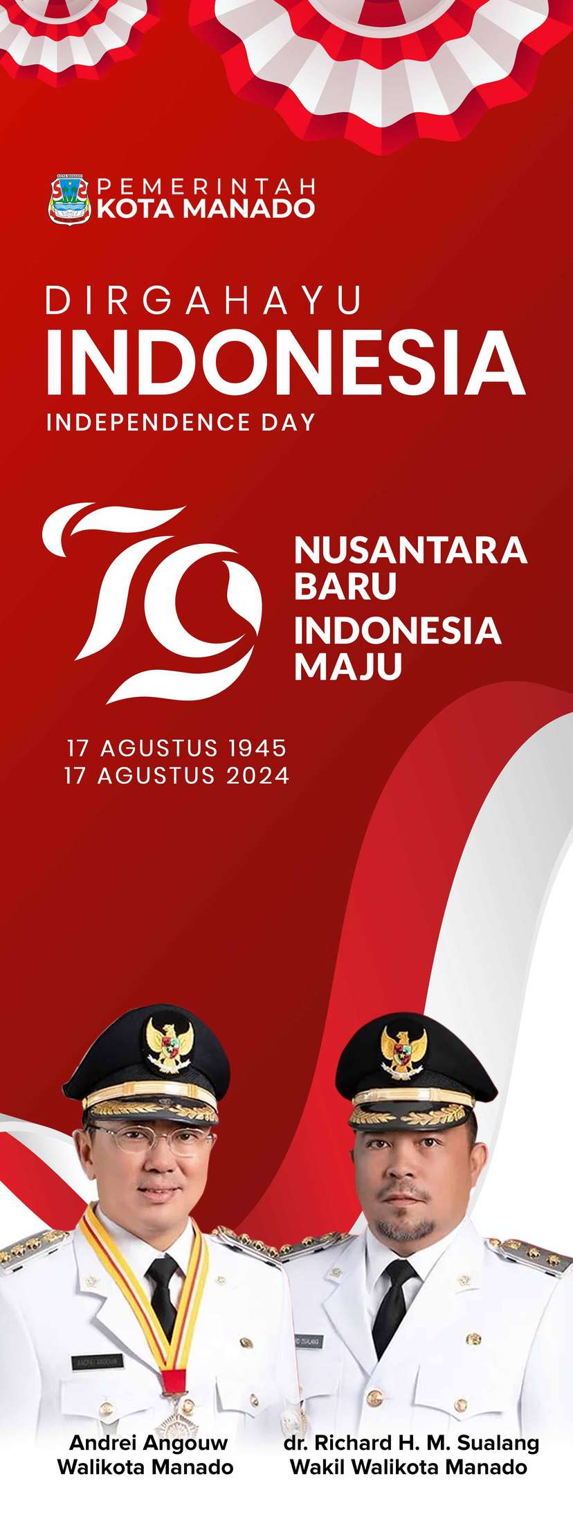 Standing Banner Dirgahayu Republik Indonesia RI Ke-79 Pemkot Manado - Image 1