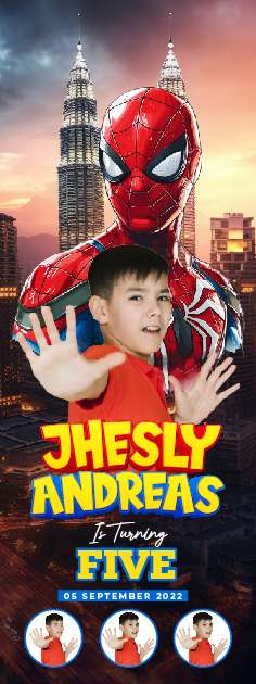 Stading Banner Hari Ulang Tahun Anak Spiderman - Image 1