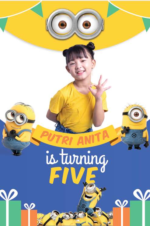Baliho Ulang Tahun Anak Minions - Image 1