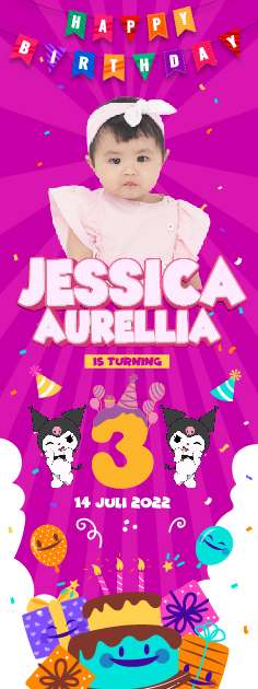 Standing Banner Hari Ulang Tahun Anak Kuromi - Image 1