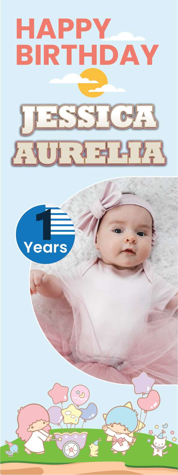 Standing Banner Ulang Tahun Little Twin Stars - Image 1