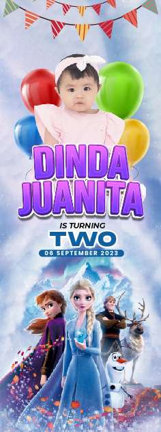 Standing Banner Hari Ulang Tahun Anak Frozen - Image 1