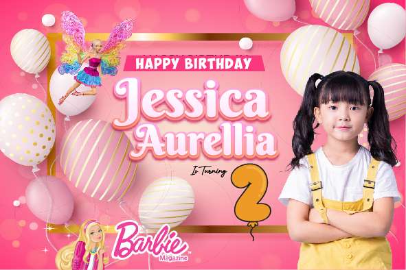 Baliho Hari Ulang Tahun Anak Barbie - Image 1