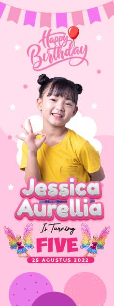 Standing Banner Hari Ulang Tahun Anak Barbie - Image 1