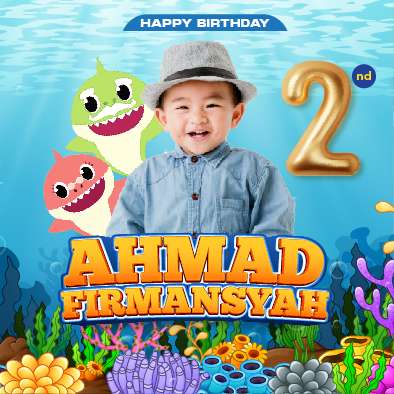 Baliho Hari Ulang Tahun Anak Baby Shark - Image 1