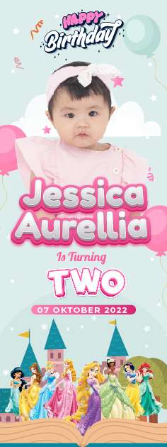 Standing Banner Hari Ulang Tahun Anak Princes - Image 1