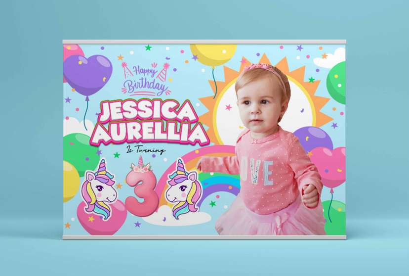 Baliho Hari Ulang Tahun Anak Unicorn - Image 2