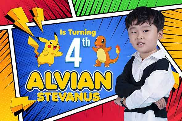 Baliho Hari Ulang Tahun Anak Pokemon - Image 1