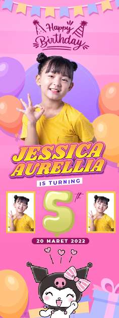 Standing Banner Hari Ulang Tahun Anak Kuromi - Image 1