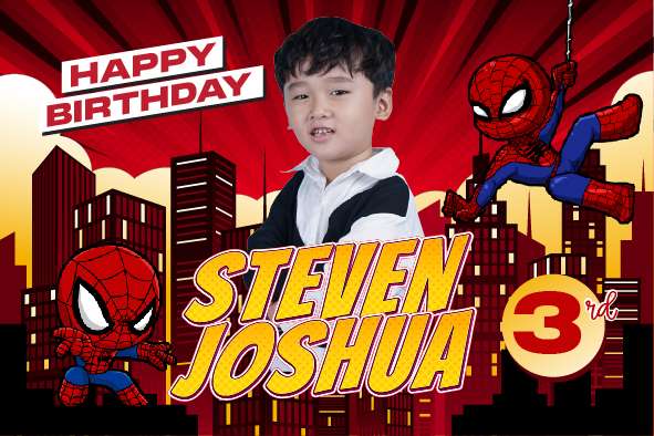 Baliho Hari Ulang Tahun Anak Spiderman - Image 1