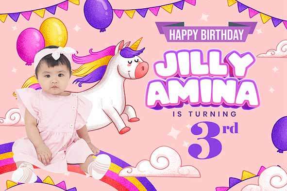 Baliho Hari Ulang Tahun Anak Unicorn - Image 1