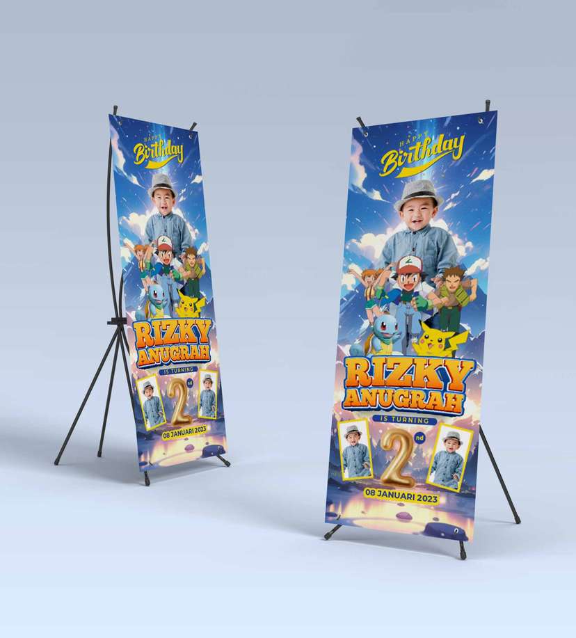Standing Banner Hari Ulang Tahun Anak Pokemon - Image 2