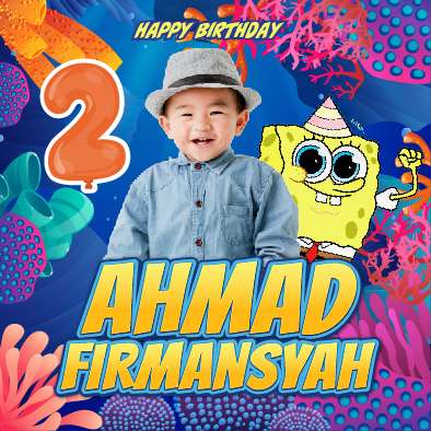 Baliho Hari Ulang Tahun Anak Spongebob - Image 1