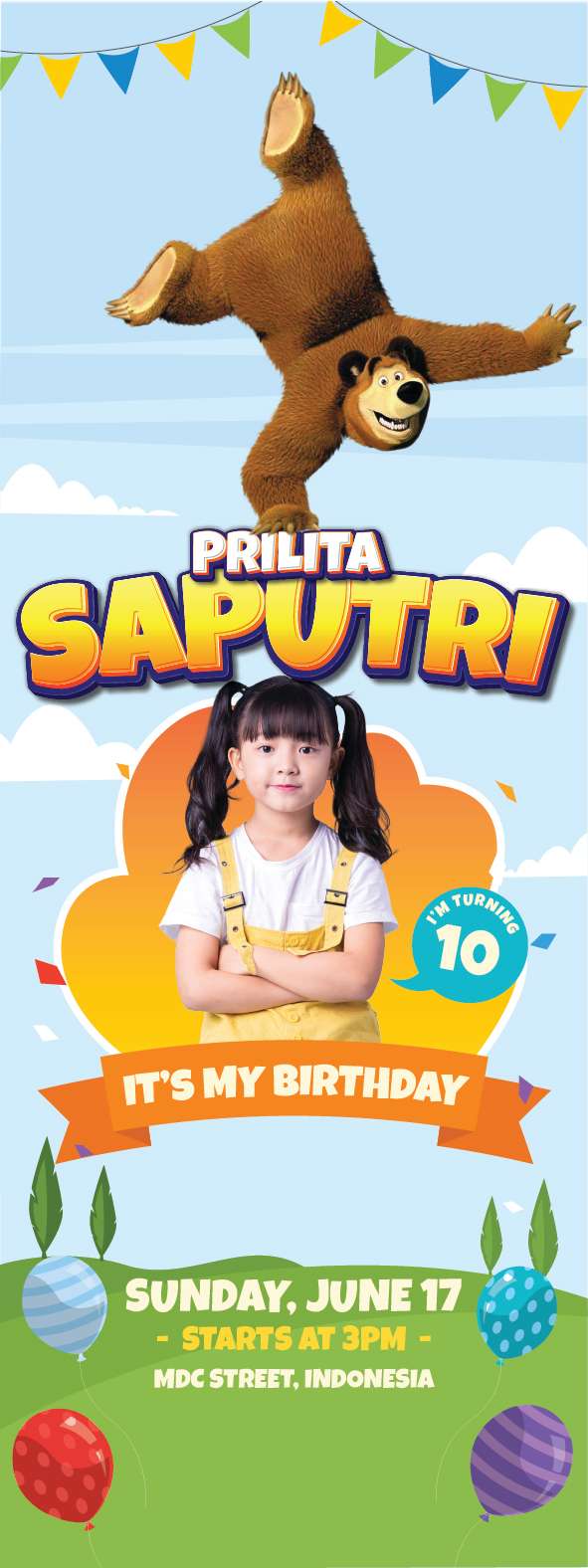 Standing Banner Ulang Tahun Masha and The Bear - Image 1