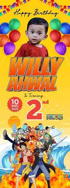Standing Banner Hari Ulang Tahun Anak One Piece - Image 1