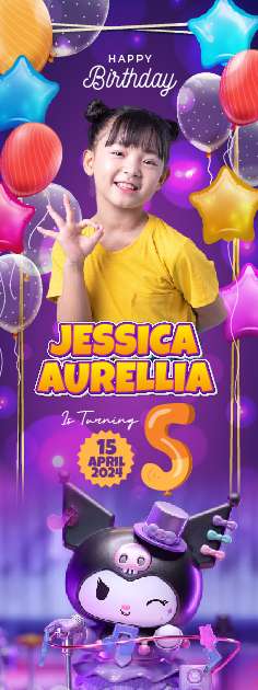 Standing Banner Hari Ulang Tahun Anak Kuromi - Image 1