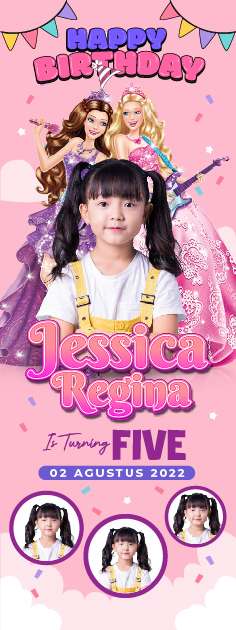 Standing Banner Hari Ulang Tahun Anak Barbie - Image 1