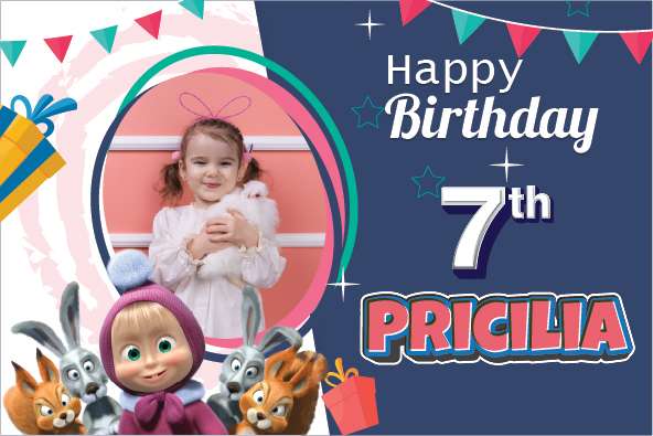 Baliho Ulang Tahun Masha and The Bear - Image 1