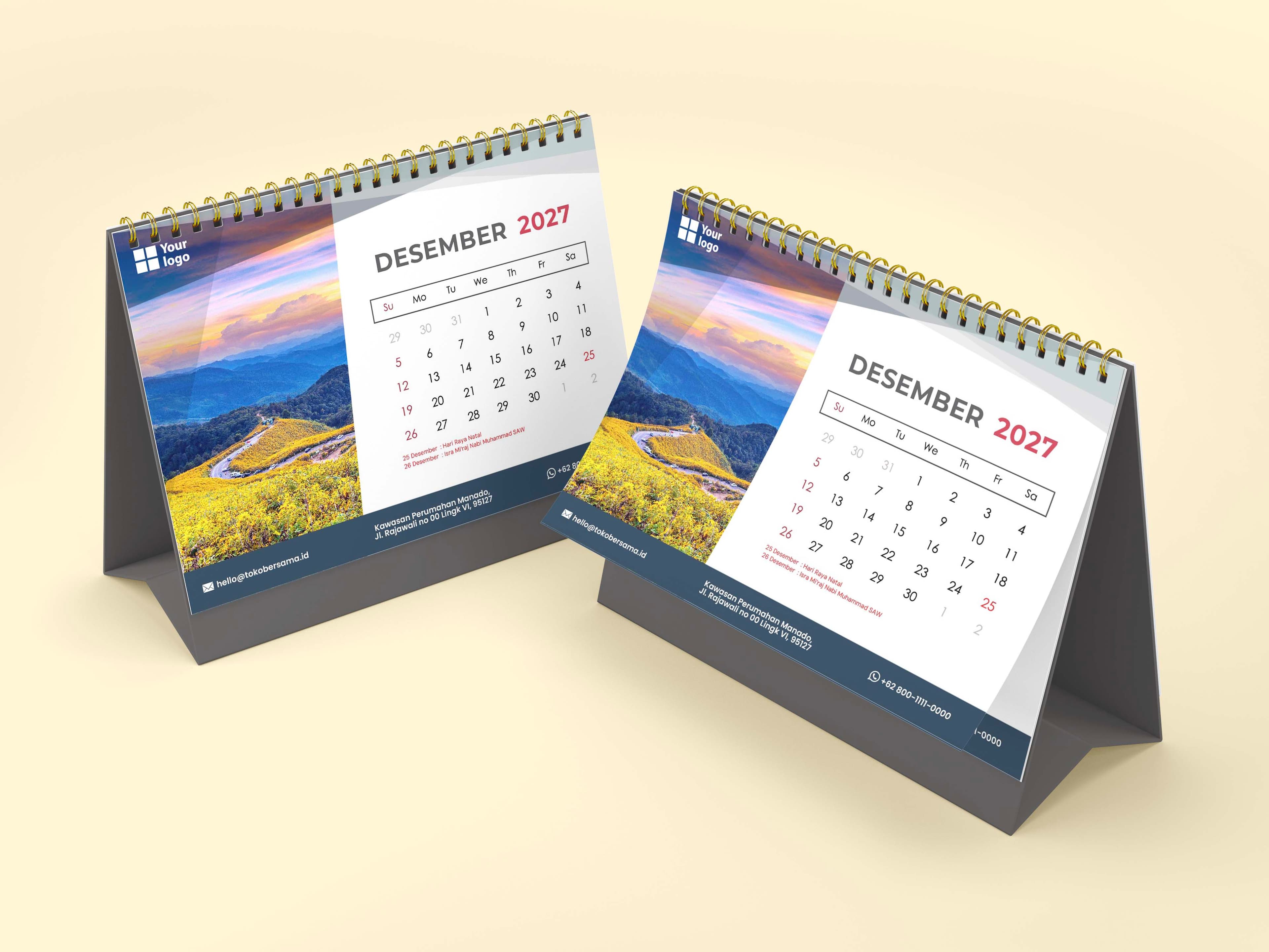 Kalender Meja Spiral Custom Landscape Elegan - Back