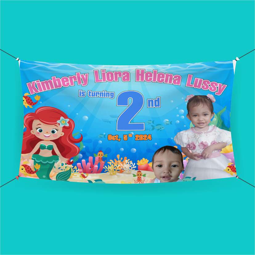 Spanduk HUT Anak tema Mermaid - Image 1