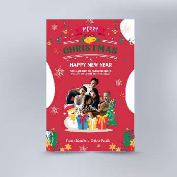 Kartu Natal Merah dan Foto - Image 1