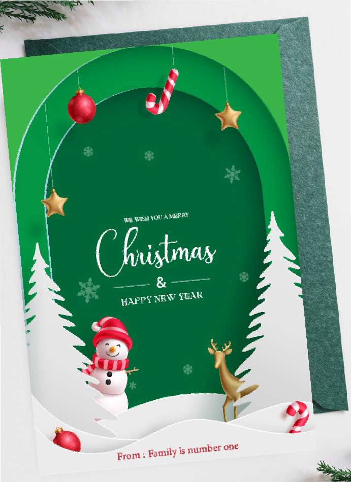 Green Simple Christmas Card - Image 1