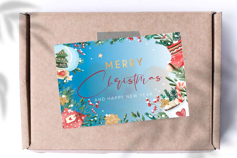 Kartu Natal dan Tahun Baru Gradasi Biru - Image 1