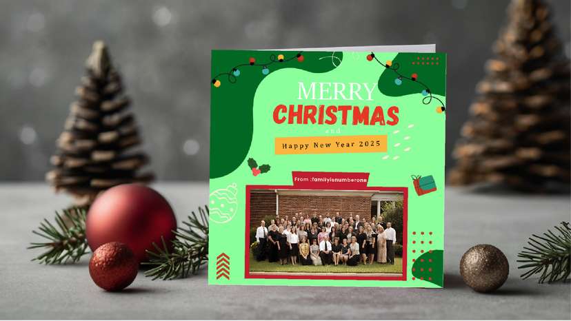 Kartu Natal dan Tahun Baru Hijau beserta Foto - Image 1