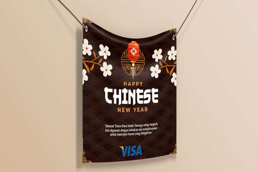 Layout Imlek, Chinese New Year, Baliho Imlek Hitam - Image 1