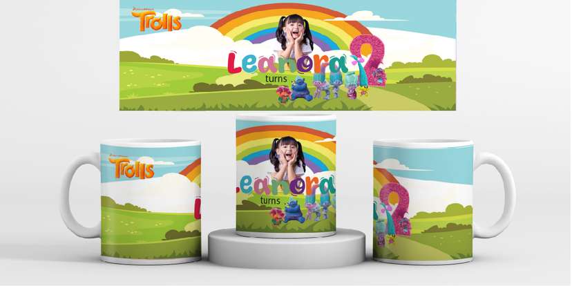 Mug Souvenir Ultah Tema Trolls - Image 1