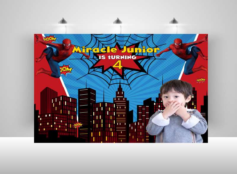 Baliho Hari Ulang Tahun Anak Spiderman - Image 1