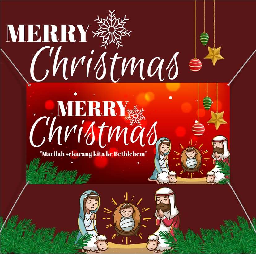 Baliho Natal Warna Merah Minimalist - Image 1