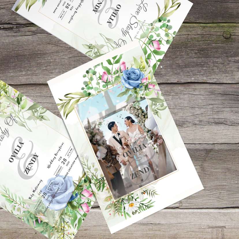 Undangan Wedding Nuansa Warna Biru dan Hijau - Image 2