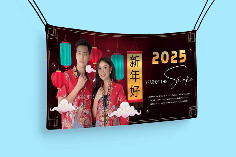 Layout Imlek, Chinese New Year, Baliho Imlek Hitam Merah - Image 1