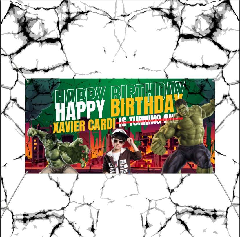 Design Baliho ulang Tahun anak tema Hulk - Image 1