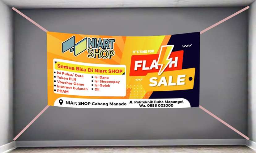 Baliho pulsa keren listrik kuning hitam merah - Image 1