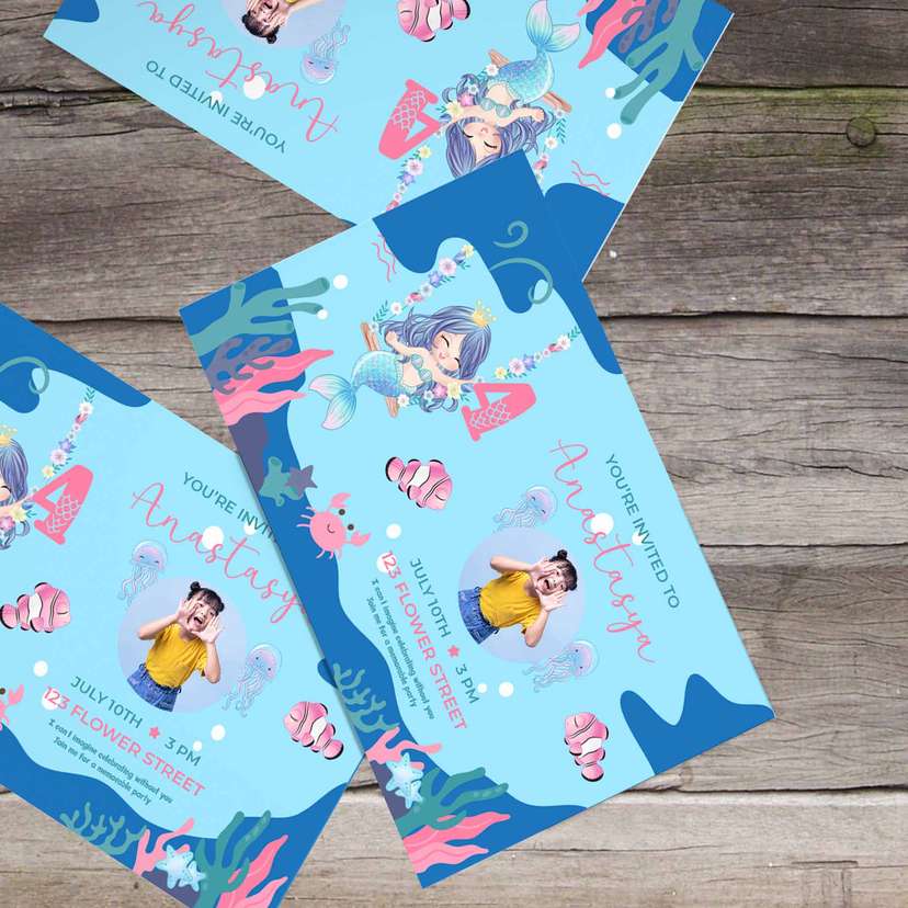 Undangan Ulang Tahun Tema Mermaid - Image 1