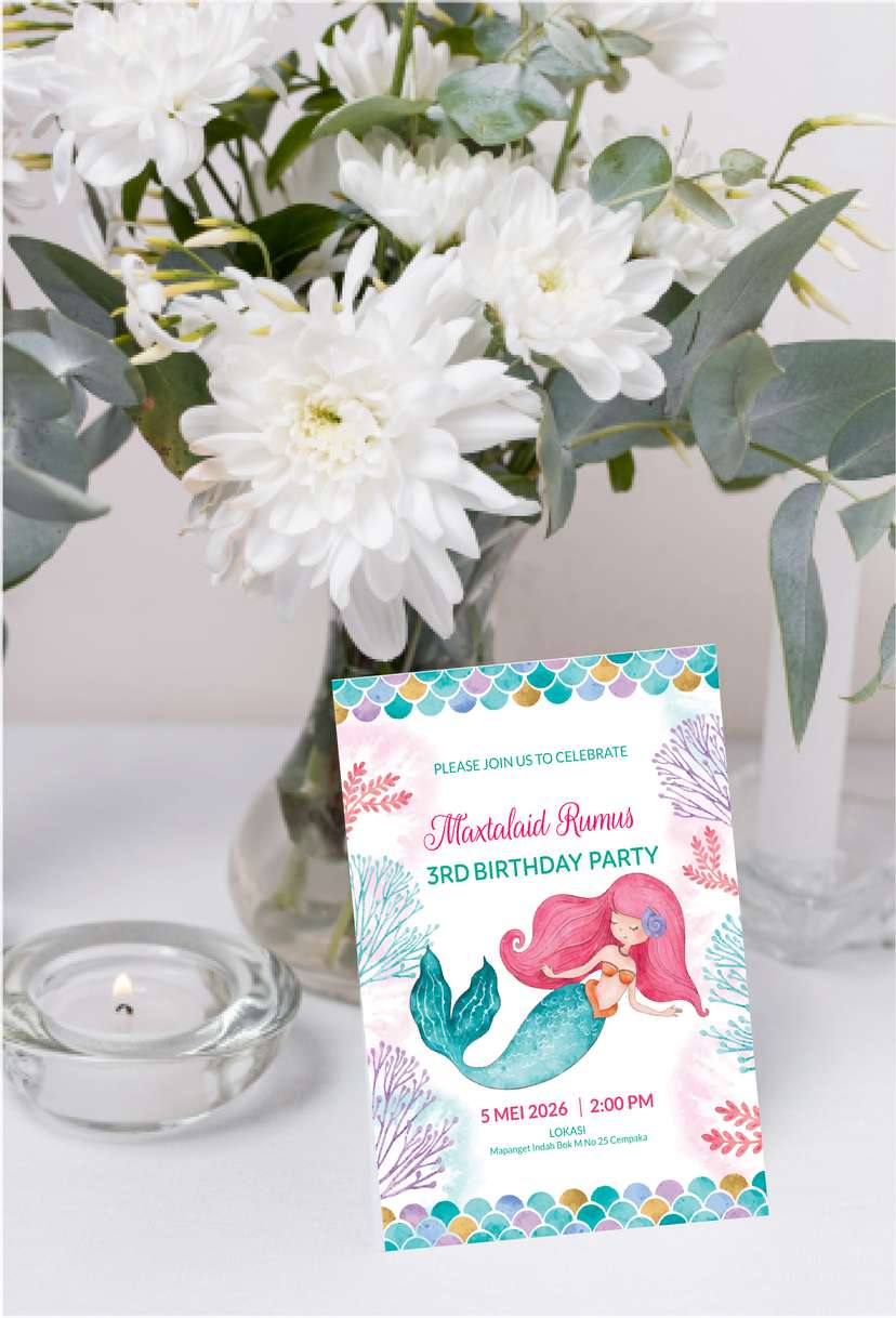 Undangan Hari Ulang Tahun Mermaid - Image 1