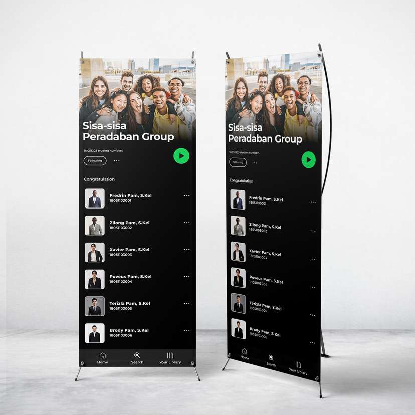 Standing Banner Wisuda/Sidang Skripsi Tema Aplikasi Musik - Image 1