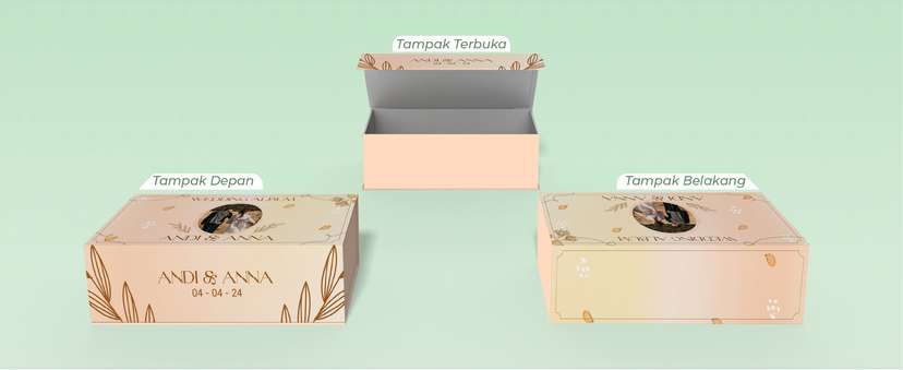 Box Hard Cover Album Wedding Tema Gold - Image 1