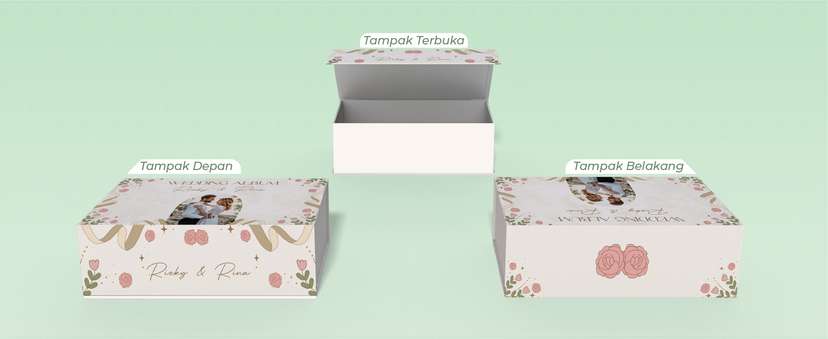 Box Hard Cover Album Wedding Tema Cream Bunga - Image 1