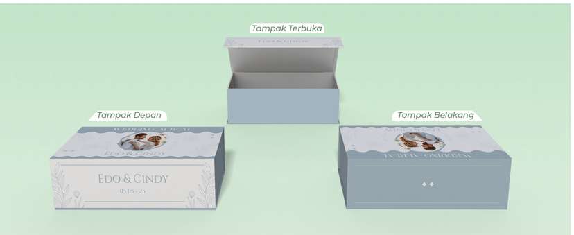 Box Hard Cover Album Wedding Tema Biru Putih Simple - Image 1