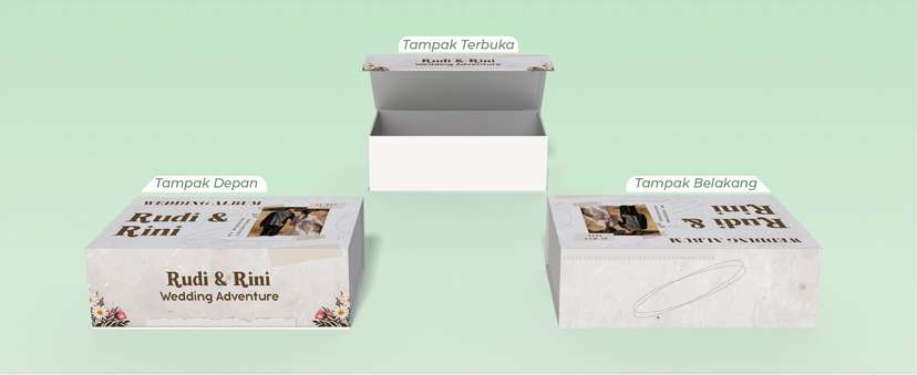 Box Hard Cover Album Wedding Tema Coklat Putih Estetik - Image 1