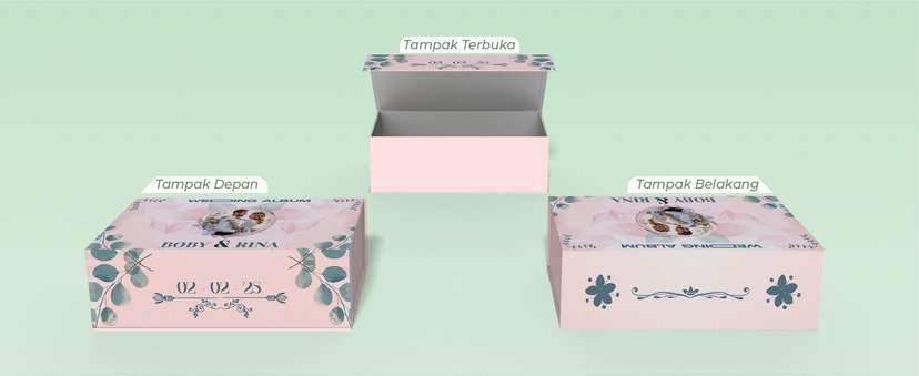 Box Hard Cover Album Wedding Tema Pink Biru - Image 1