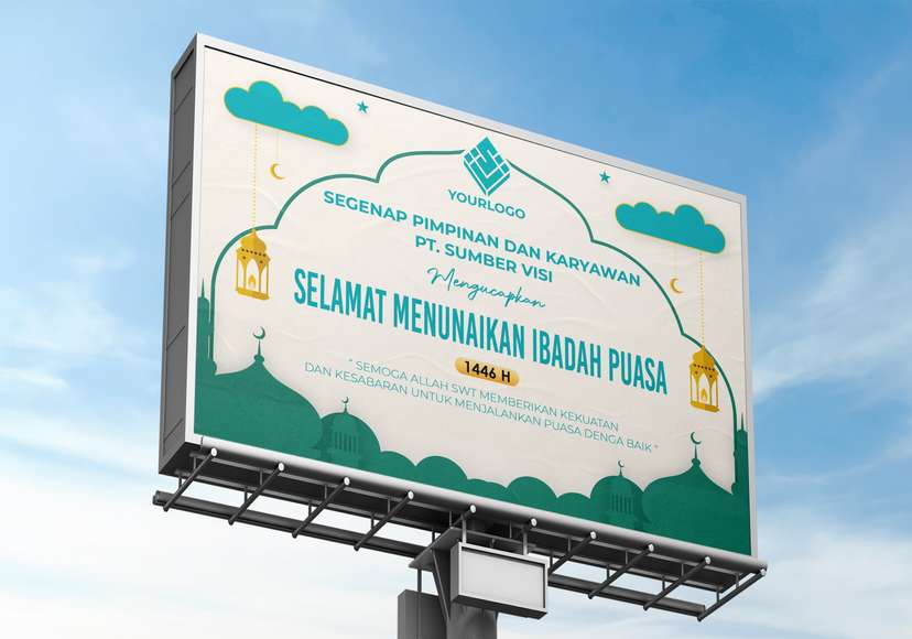 Baliho Ucapan Selamat Berpuasa Tema Hijau Putih - Image 1
