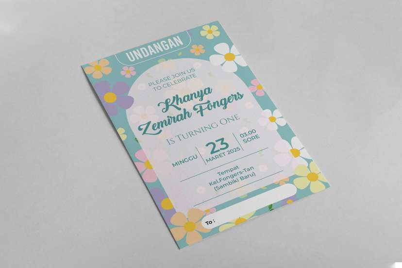 Undangan Ulang Tahun Anak Tema Bunga Warna Warni - Image 1