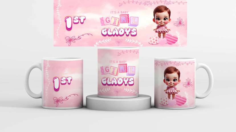 Mug Ulang Tahun Baby Girl Karikatur - Image 1