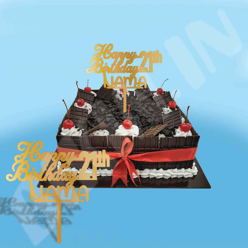 Topper Untuk Kue Ulang Tahun Gold Elegan - Image 1